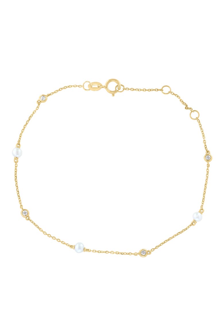 Freshwater Pearl & White Topaz Station Bracelet, Main, color, WHITE