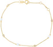 EFFY Freshwater Pearl & White Topaz Station Bracelet