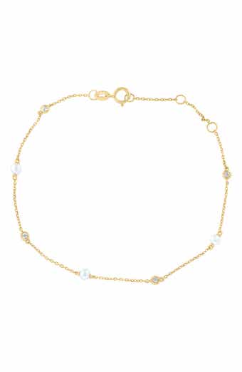 Freshwater Pearl & White Topaz Station Bracelet