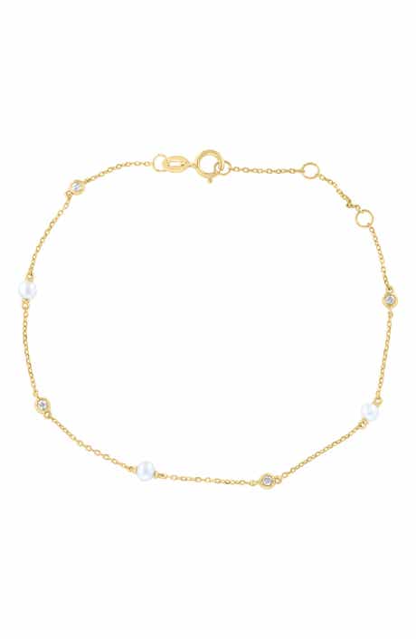 Freshwater Pearl & White Topaz Station Bracelet