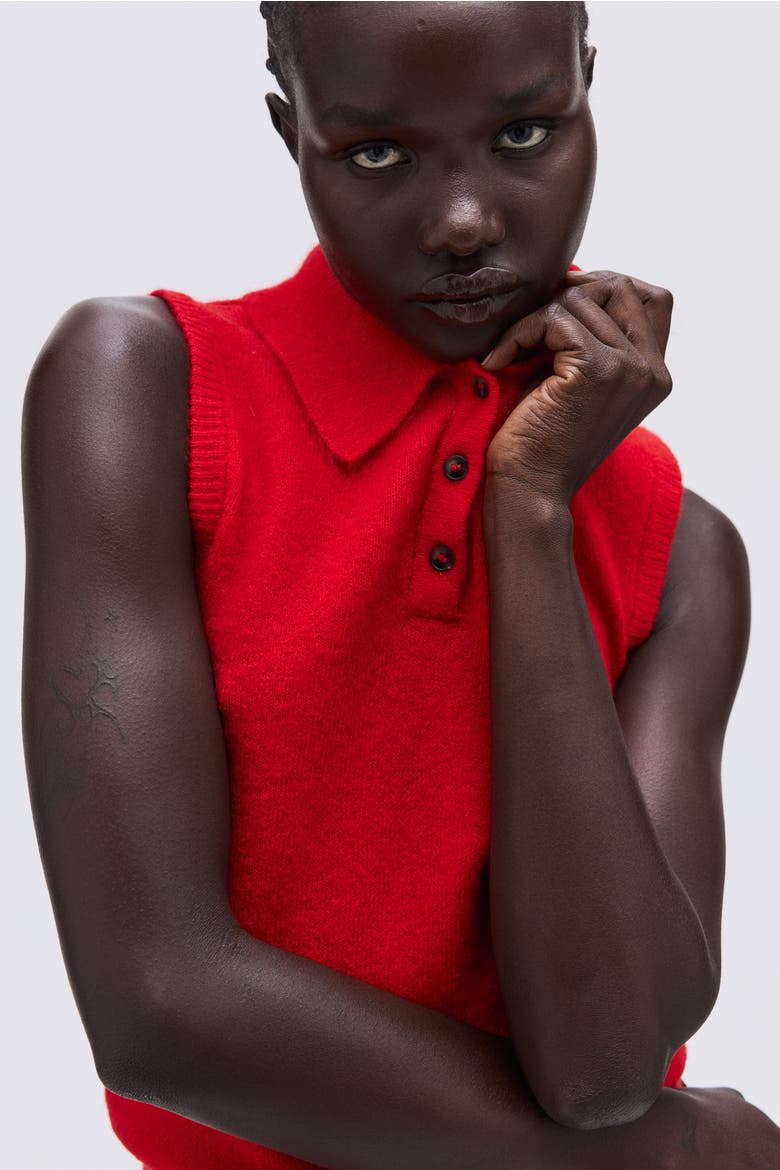 Collared Sweater Vest, Alternate, color, Red