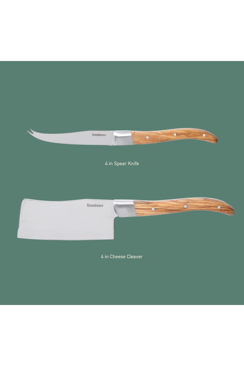 German Steel Cheese Knife Set with Olive Wood Handles - Artisan Soft & Hard Cheese Knives for Charcuterie, Alternate, color, Natural Wood