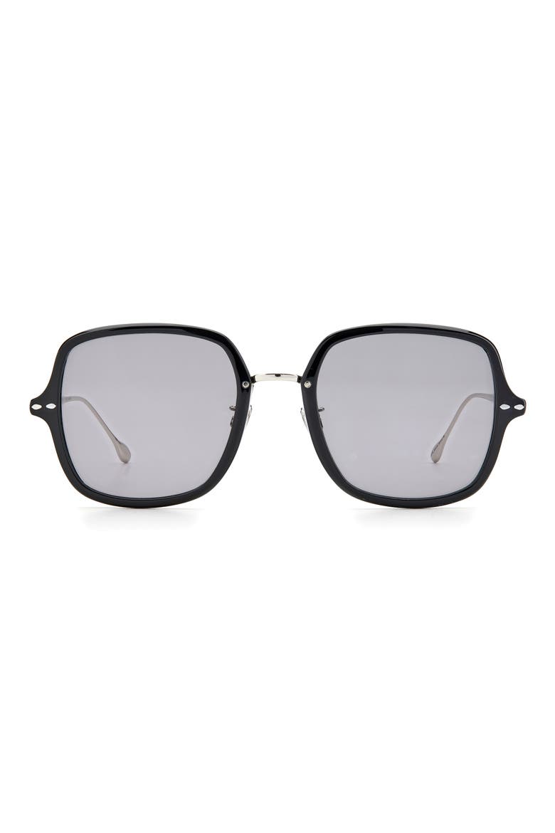 55mm Square Sunglasses, Main, color, BLACK SILVER/ GREY