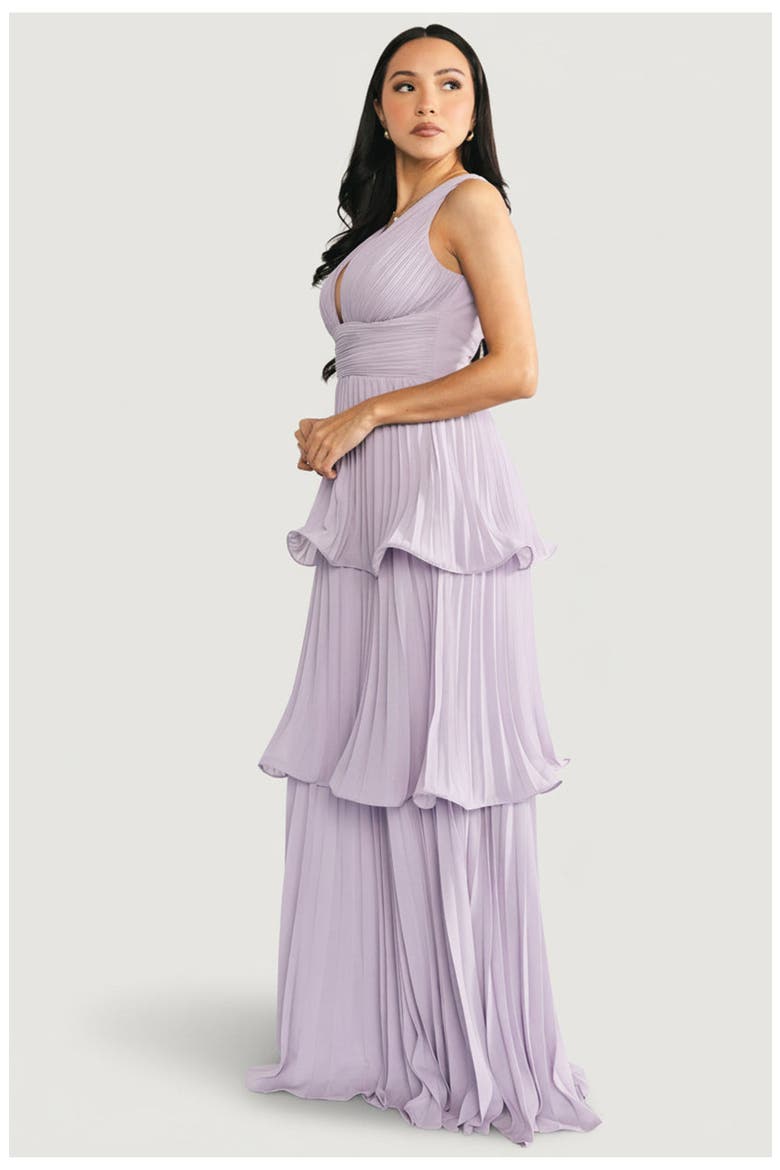 Saphira Tiered Pleated Maxi Dress, Alternate, color, Lavender