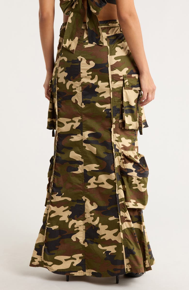 AFRM LOS ANGELES Cassie the Cargo Maxi Skirt, Alternate, color, Woodland Camo