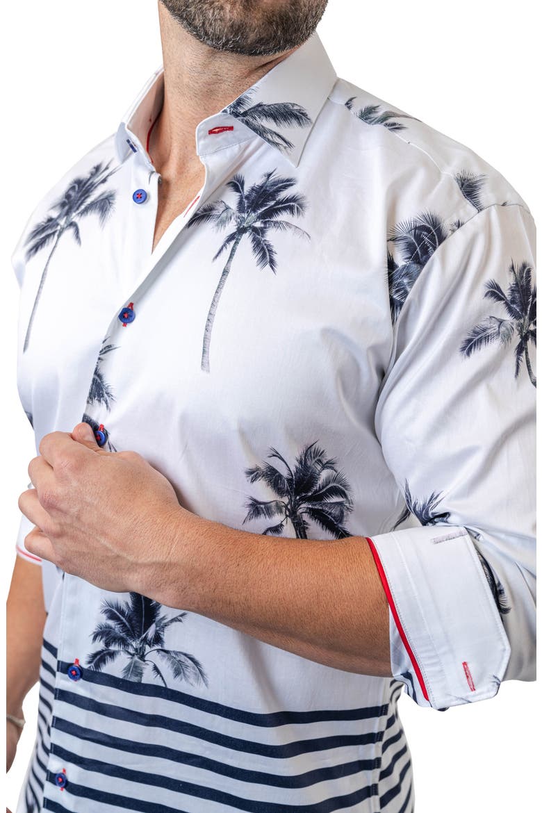 Fibonacci Nuitpalm White Contemporary Fit Button-Up Shirt, Alternate, color, WHITE
