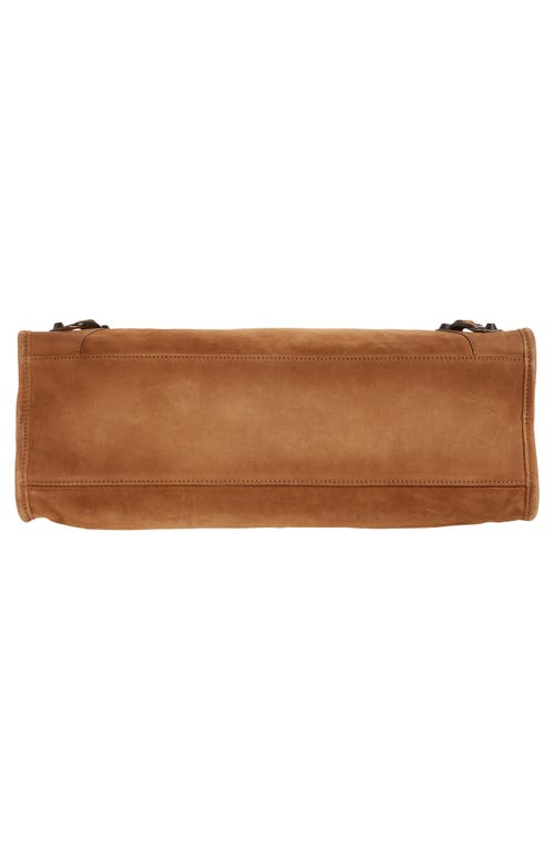 Balenciaga Medium Le City Suede Satchel In Brown