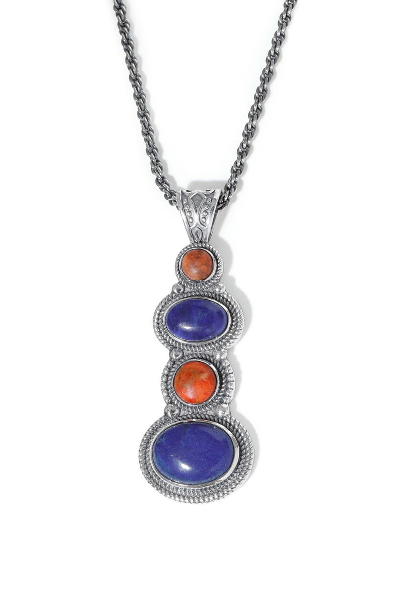 Labradorite Tiered Pendant Necklace, Main, color, BLUE