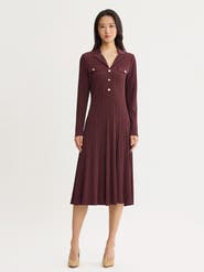 Misook Fit & Flare Soft Ribbed Knit Midi Dress