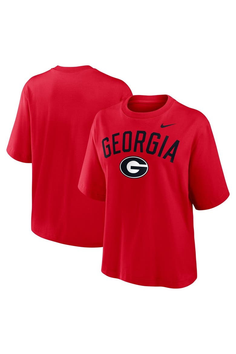 Women's Nike  Red Georgia Bulldogs Arch Logo Boxy T-Shirt, Alternate, color, Red