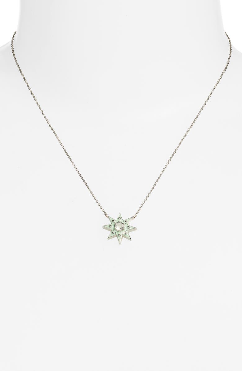 Anzie White Topaz Starburst Pendant Necklace, Alternate, color, Green