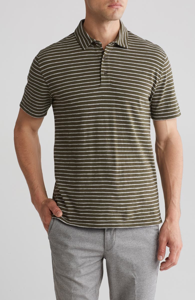 Vince Stripe Cotton Slub Polo, Main, color, 