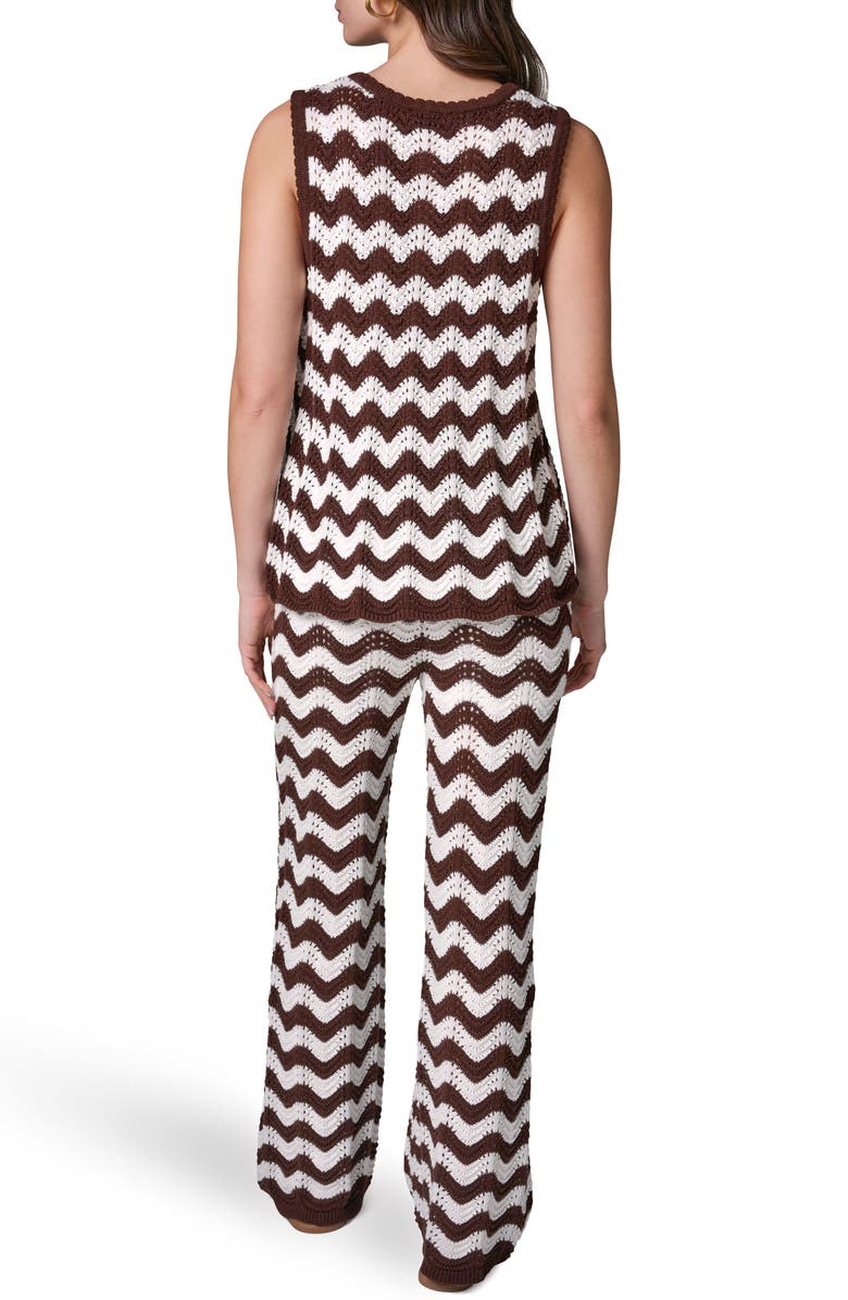 Donna Karan New York Scallop Stripe Sleeveless Pointelle Sweater, Alternate, color, Canyon/ Cre