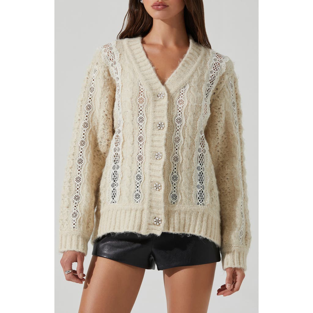 Astr The Label Nesmarie Lace Cardigan In White