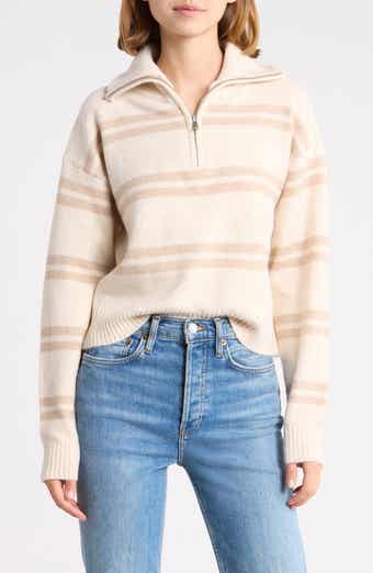 Striped Quarter Zip Sweater