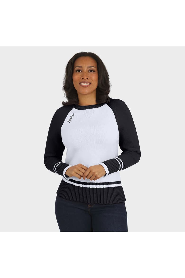 Women's WEAR by Erin Andrews White/Black Pittsburgh Steelers Colorblock Raglan Sweater, Main, color, White