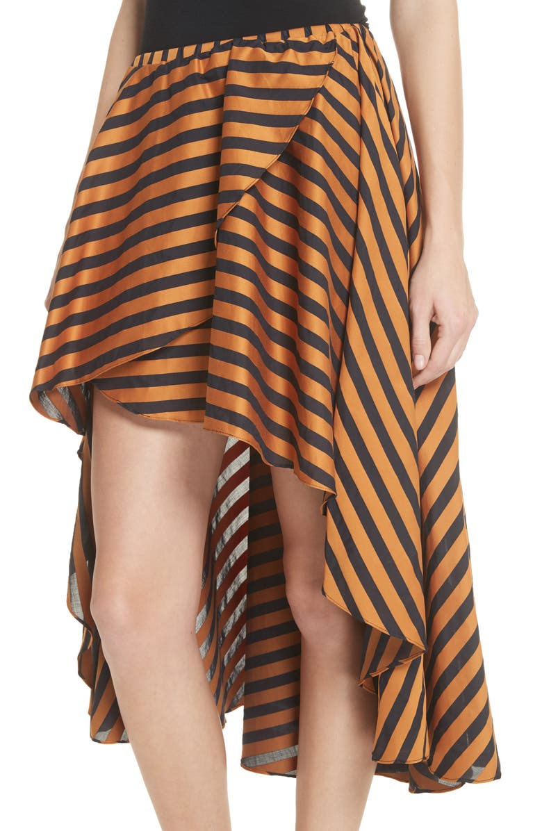 CAROLINE CONSTAS Adelle Ruffle High/Low Skirt, Alternate, color, 