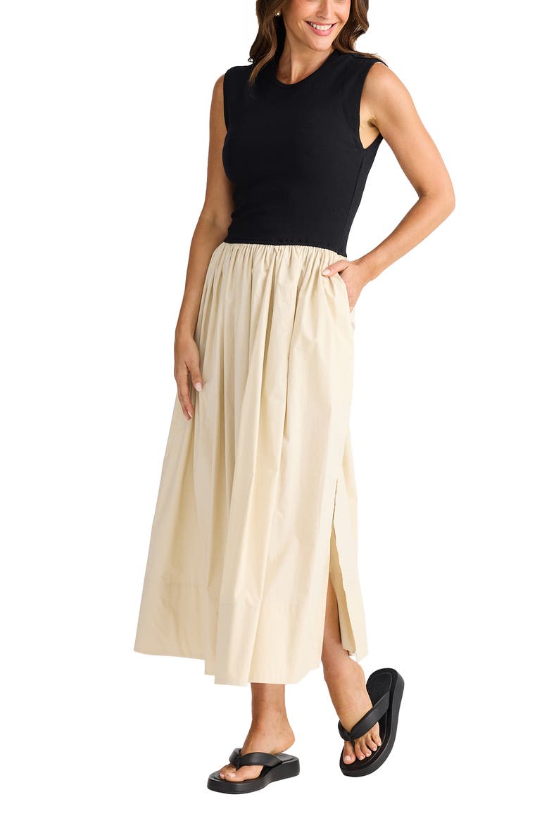 Daphne Sleeveless Dress, Alternate, color, ECRU/ BLACK