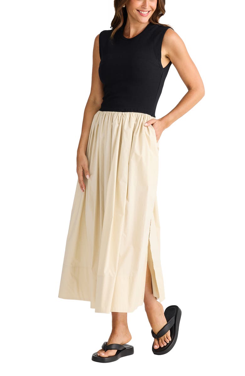 Brave+True Daphne Sleeveless Dress, Alternate, color, Ecru/ Black