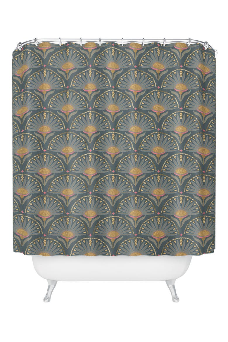 Floral Fans Shower Curtain, Main, color, GREEN