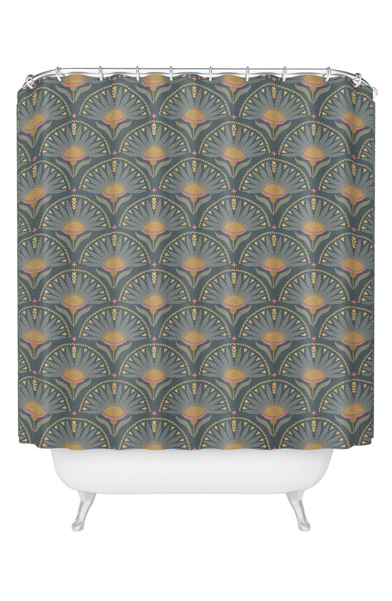 Deny Designs Floral Fans Shower Curtain, Main, color, Green