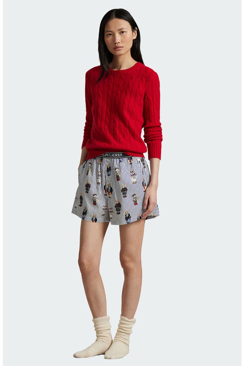 Cotton Boxer Pajama Shorts, Alternate, color, SNOWFALL BLUE