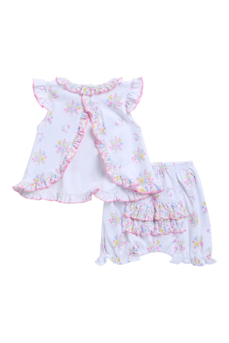 Floral Ruffle Shirt & Shorts Set, Alternate, color, WHITE