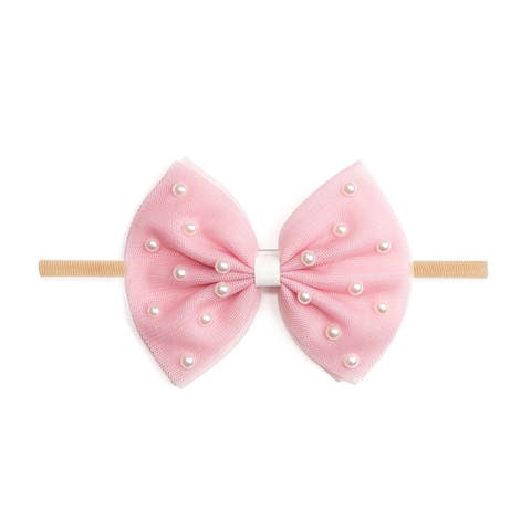 Pretty Pearl Tulle Bow Baby Headband (Baby)