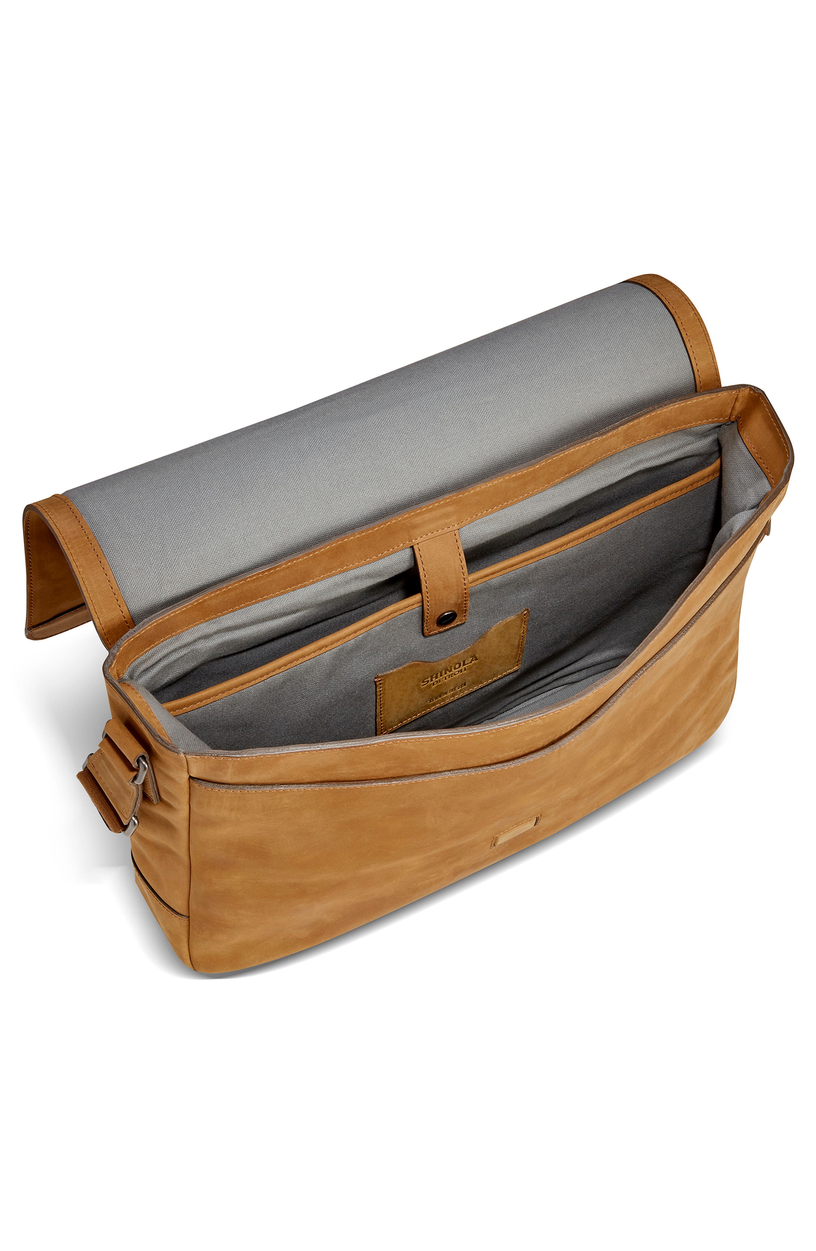 Shinola Slim Leather Messenger Bag, Alternate, color, 