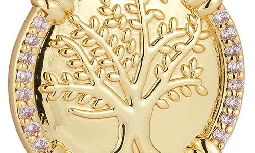 Chloe & Madison Chloe And Madison Cz Embossed Coin Pendant Necklace In Gold