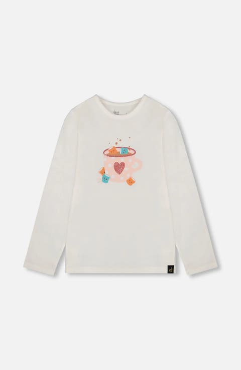 Organic Cotton Long Sleeve T-Shirt with Hot Chocolate (Toddler & Little Kid)