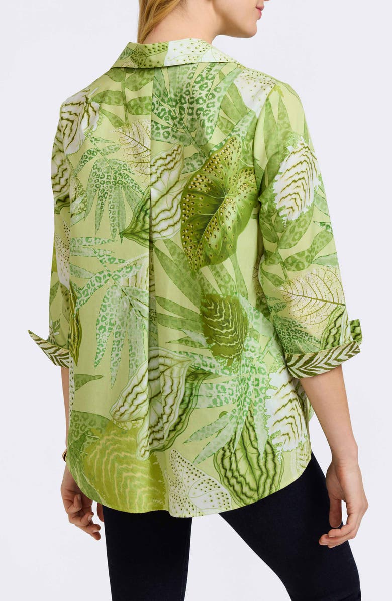 Foxcroft Agnes Mixed Palm Print Cotton Shirt, Alternate, color,
