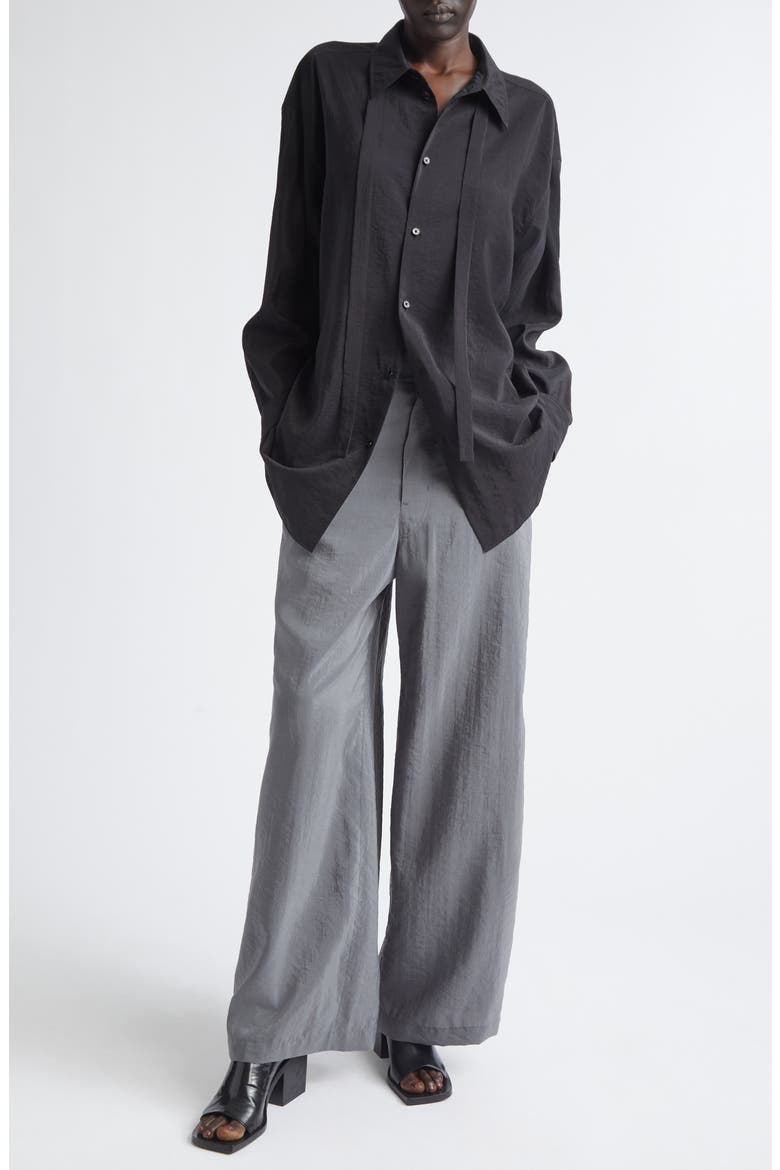 High Waist Silk Blend Wide Leg Pants, Alternate, color, ALUMINIUM