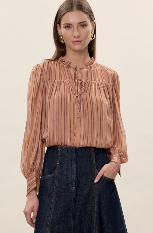 Rebecca Taylor Celeste Stripe Blouse In Brown
