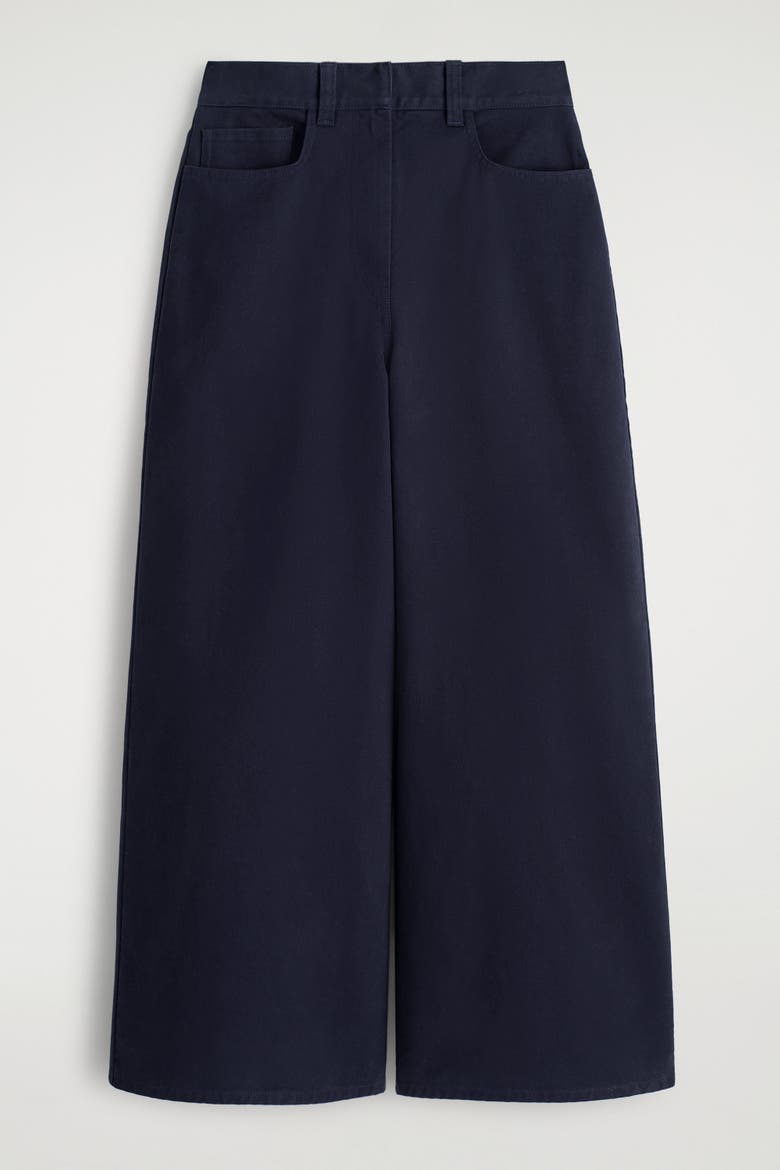 Cotton Cropped Wide-Leg Trousers, Alternate, color, NAVY