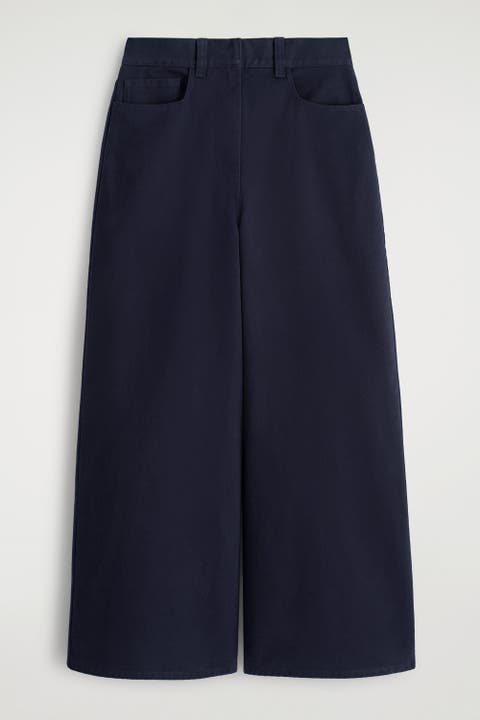 Cotton Cropped Wide-Leg Trousers