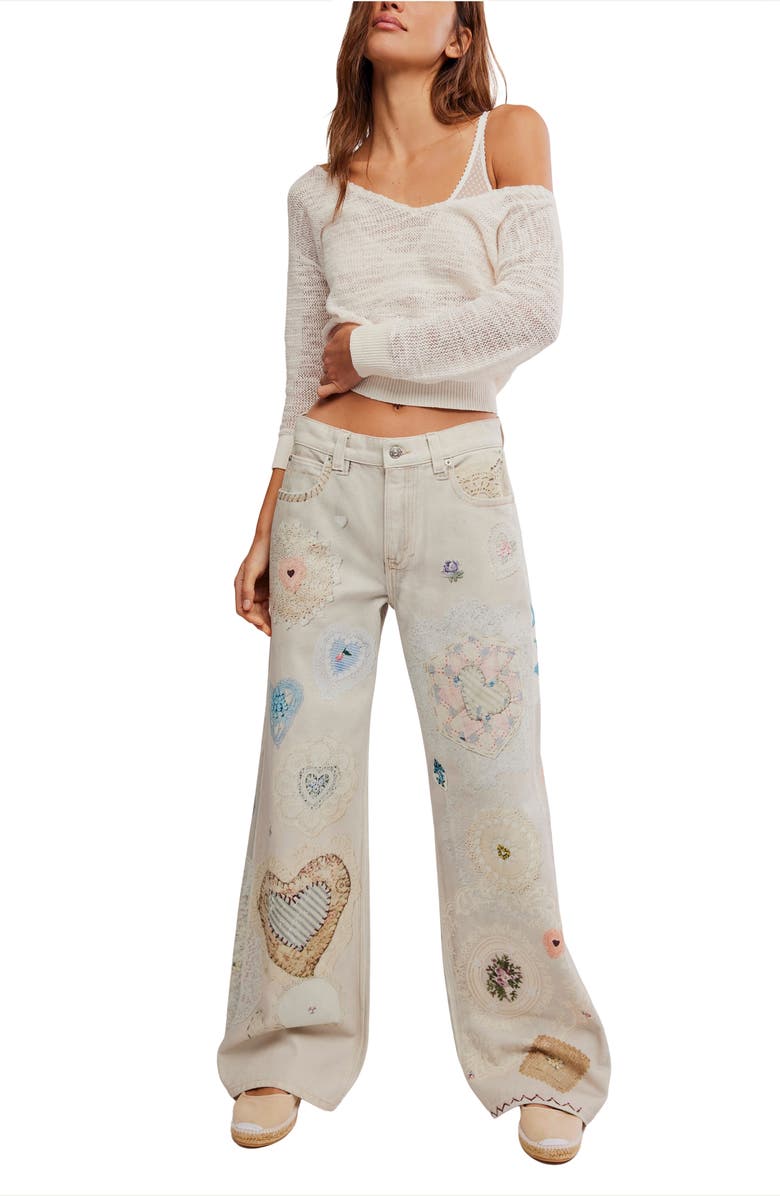 Free People Illusions Slouchy Straight Leg Jeans, Alternate, color, Heirloom Ivory
