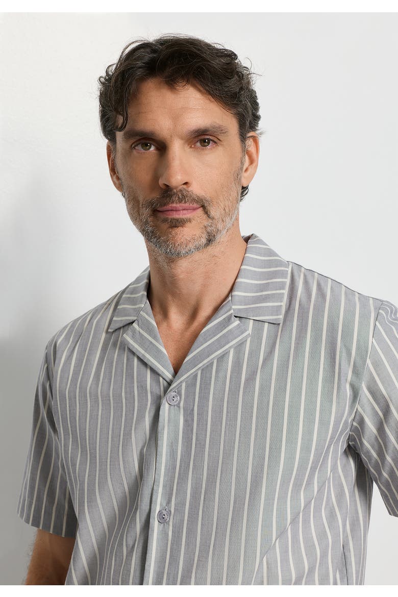 Night And Day Cotton Button Front Collared Shirt, Alternate, color, Denim Stripe