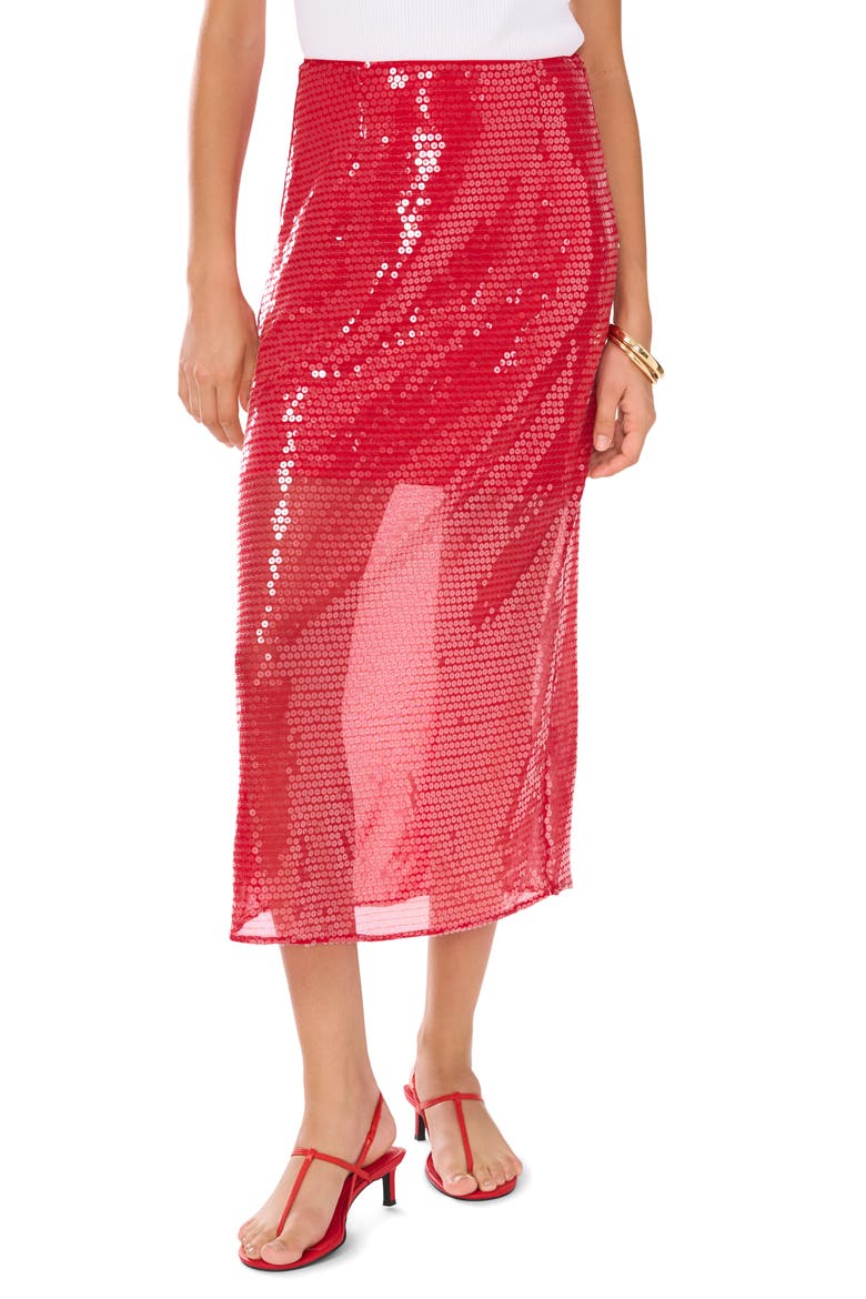 Sequin Midi Skirt, Main, color, DEEP ROUGE