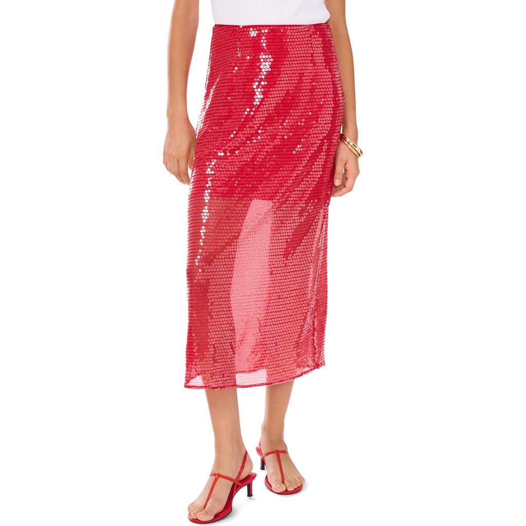 1.state Sequin Midi Skirt In Studio Red