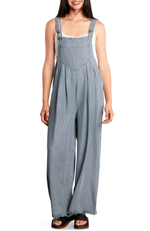 Claire Wide Leg Denim Overalls