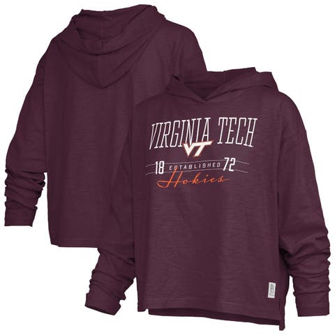 Women's Pressbox Maroon Virginia Tech Hokies Castillo Slub Waist Length Long Sleeve Hooded T-Shirt