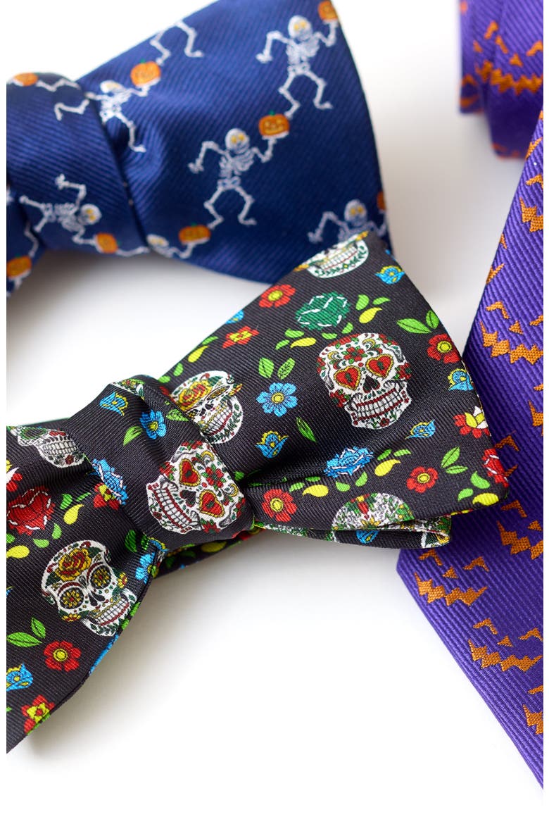 Calaveritas Bow Tie, Alternate, color, Pre-Tied