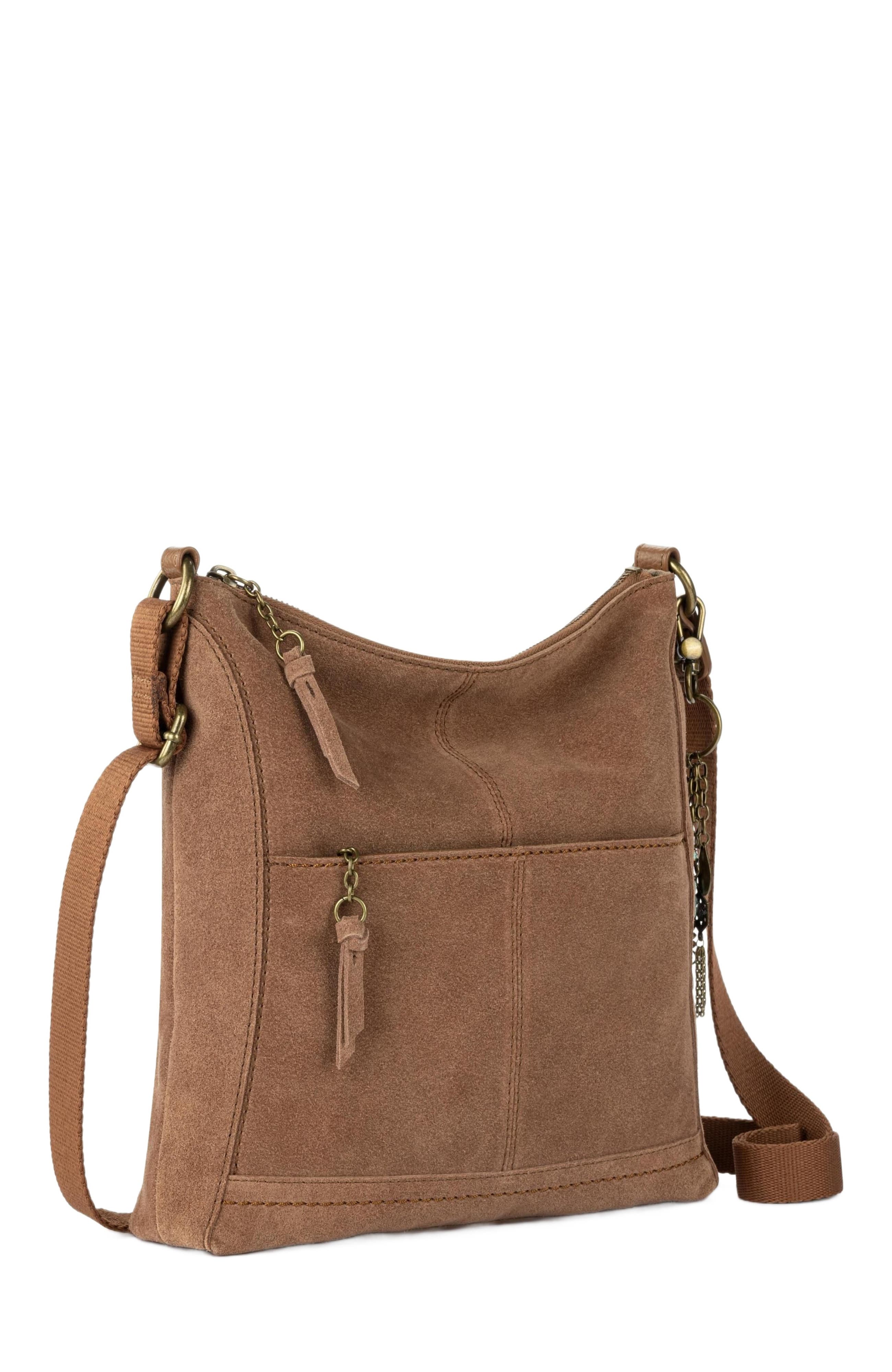 Lucia Crossbody Leather Bag, Alternate, color, Tobacco Suede