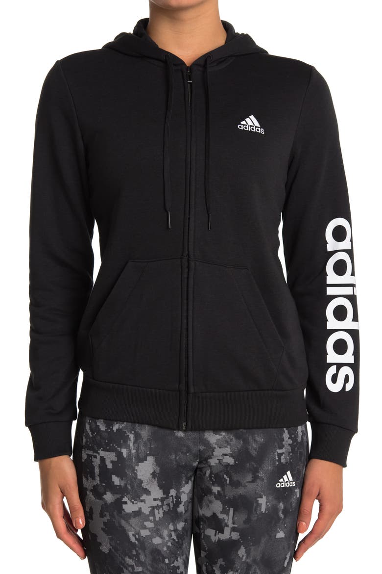 Essentials Logo Full-Zip Hoodie, Alternate, color, BLACK/WHITE
