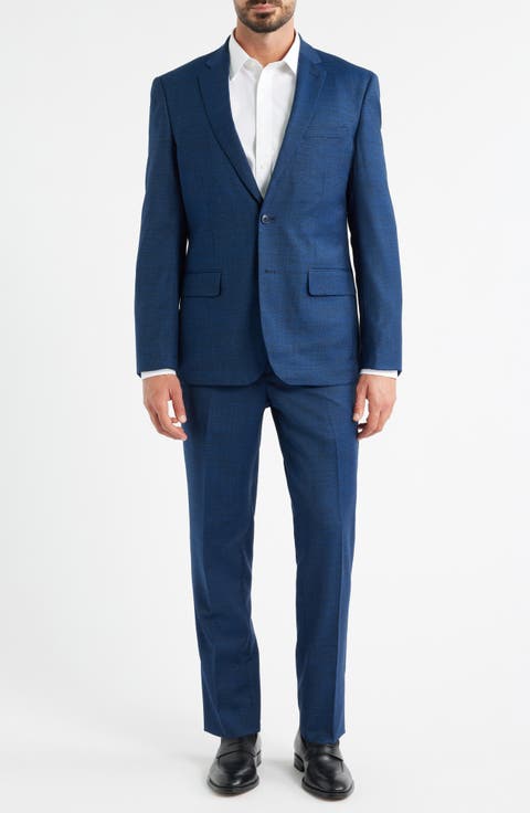 Modern Fit Medium Blue Méange Wool Suit (Regular & Big)