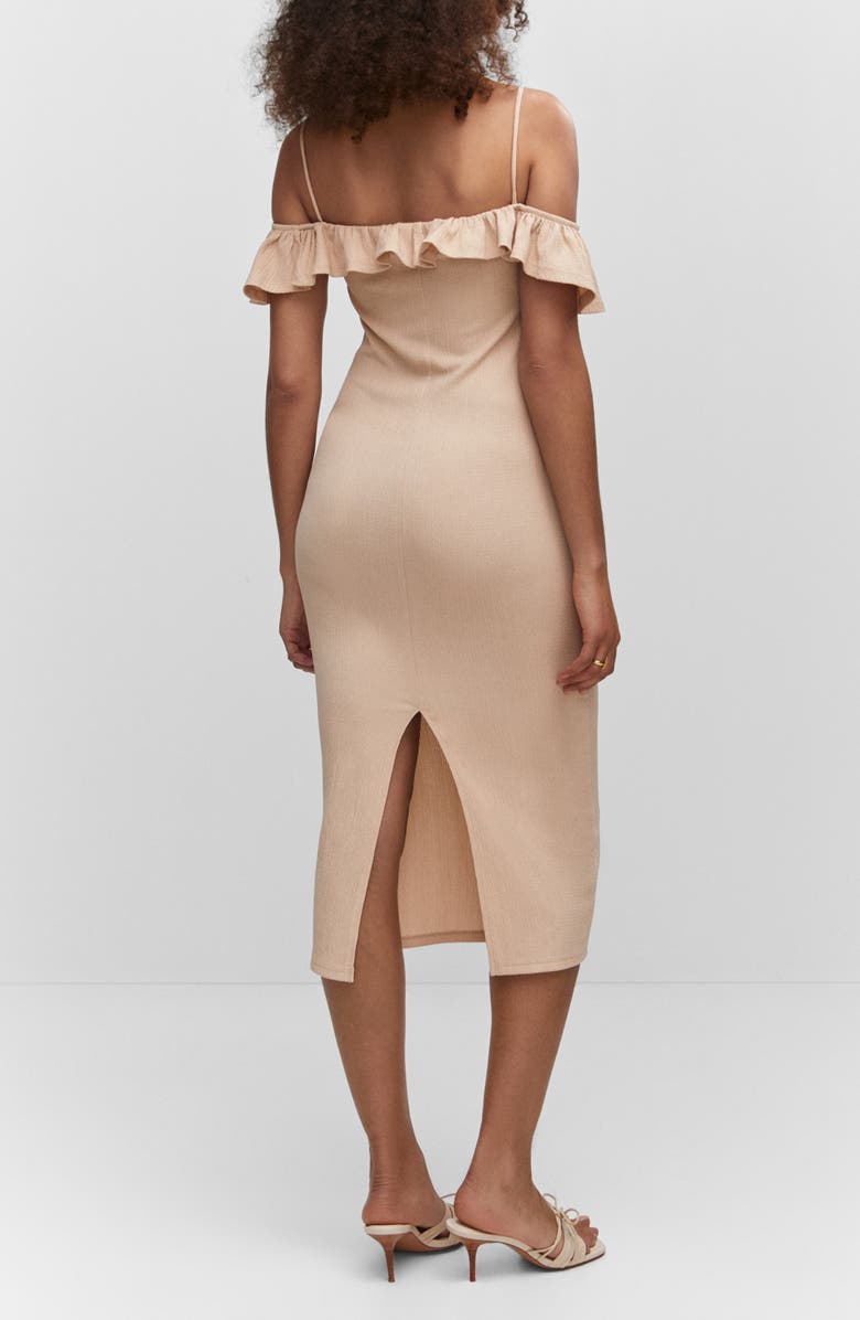 MANGO Ruffle Cold Shoulder Body-Con Dress, Alternate, color, 