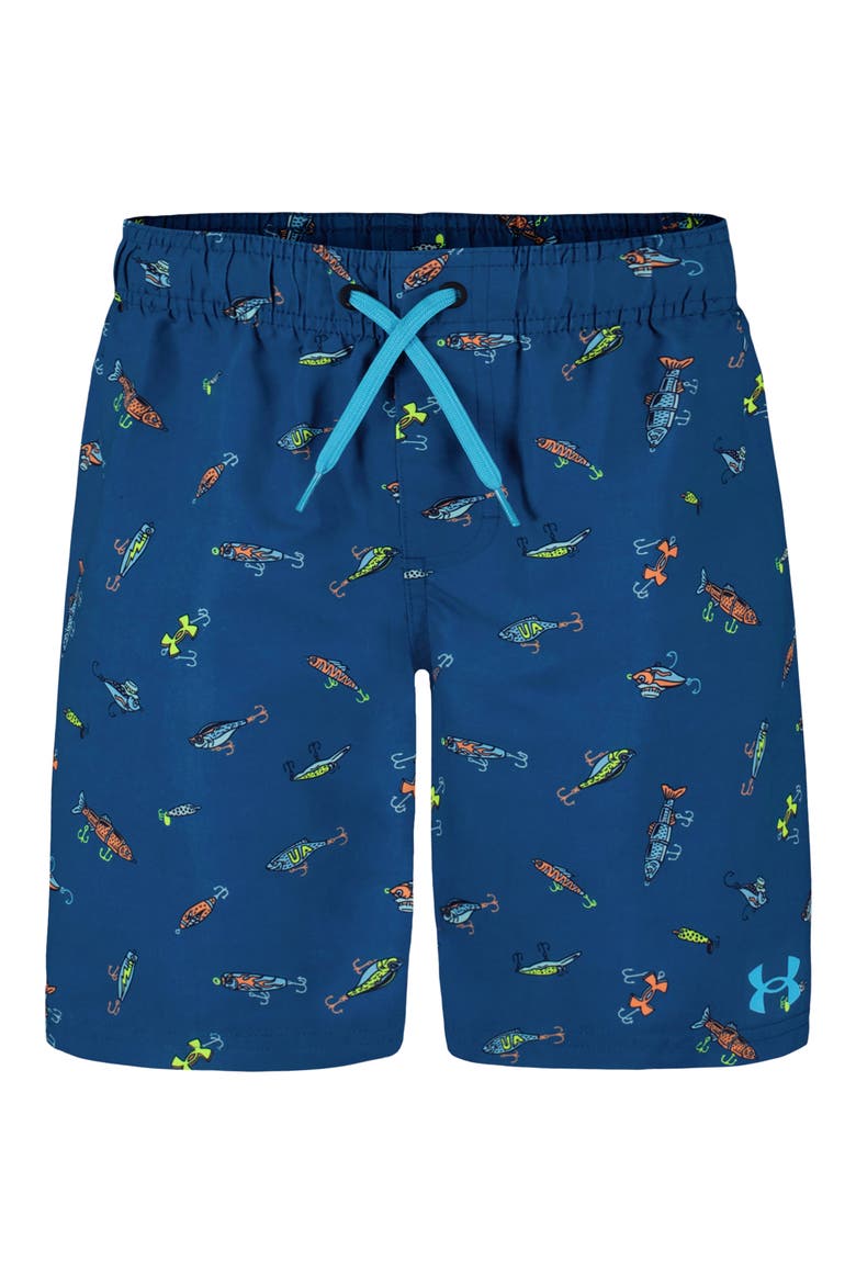 Kids' Lure Ditsy Volley Swim Trunks, Main, color, VARSITY BLUE