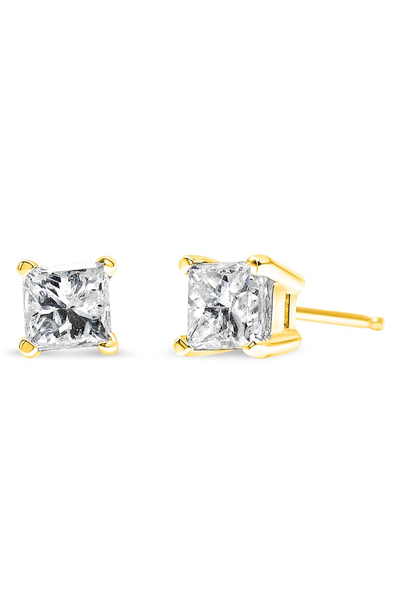 Haus of Brilliance 14K Yellow Gold 1/5 Ct Princess Petite Classic Square Stud Earrings, Main, color, Yellow