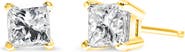 Haus of Brilliance 14K Yellow Gold 3/8 Ct Princess Near Colorless Diamond Solitaire Stud Earrings